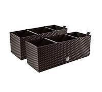 2in1 Set 2X Jardinière Balcon Jardinière Aspect Rotin 4 Couleurs Pot de Fleurs (Umbra)