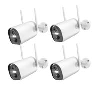 2K 3MP 2,4 GHz WiFi Batterie Caméra de surveillance extérieure, vision nocturne couleur avec spotlight, détection de personnes/véhicules/animaux, blanc Lot de 4