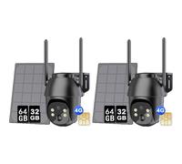 2K+ 3MP 3G/4G LTE Caméra de surveillance extérieure avec carte SIM, caméra PTZ PIR Détection 32&64GB microSD