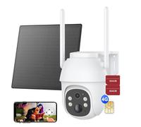2K+ 3MP 4G LTE batterie caméra de surveillance , 355 °/90 ° panoramique et d'inclinaison, WiFi, slot pour carte SIM, 32GB&64 TF carte, audio 2 voies