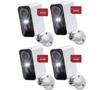 2K/3MP Caméra de surveillance extérieure Batterie，WLAN Caméra de surveillance extérieure/intérieure sans fil avec vision nocturne en couleur 32&64GB Carte mémoire 4PCS
