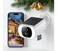 2K/3MP Caméra de surveillance extérieure Solar Batterie Caméra WLAN sans fil avec détecteur de mouvement PIR 32GB
