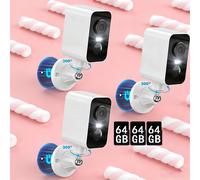 2K/3MP caméra de surveillance extérieure, WLAN 300° caméra IP65, audio bidirectionnel 3er-Pack 64GB