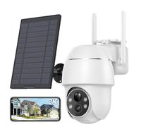 2K 3MP solaire caméra de surveillance extérieure 355 °/90 ° pivotant caméra extérieure batterie vision nocturne couleur détection de personnes / de mouvement sans fil WLAN caméra IP