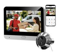 2K Audio Bidirectionnel Judas de Porte Caméra Surveillance | Détection de Mouvenment, Visiophone Connecté,Judas Numérique 4.3'' Écran Batterie 5000mAh,Vision 140°,Vision Nocturne