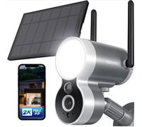 2K Camera Surveillance Wifi Exterieure Sans Fil Solaire, Vision Nocturne Couleur, Audio Bidirectionnel, Détection PIR/AI, Sirène