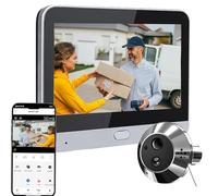 2K Judas de Porte Caméra Surveillance avec Audio Bidirectionnel,Détection de Mouvenment, Visiophone Connecté Interphone Vidéo,Judas Numérique 4.3'' Écran Batterie 5000mAh,Vision 140°,Vision Nocturne