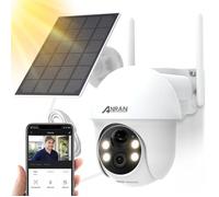 (2K Upgrade) ANRAN 3MP Caméra de surveillance sans fil Wifi extérieure Solaire panoramique 360° détection PIR audio bidirectionnel