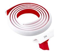 2m Barre de Seuil de Douche Autocollante, Joint Etancheite Douche, Barriere de Douche Anti Débordement Silicone pour Salle de Bains et Cuisine, Entre Zone Humide et Zone Sèche dans La Cuisine, Blanc