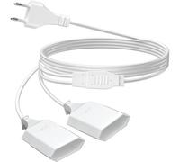 2M Rallonge de Câble d'alimentation,Câble D'extension 2 en 1 Européenne vers Double Prise Européenne de Type C,0,75 mm² Max. 2.5A/250V pour Lampe de Projecteur de Moniteur D'ordinateur TV PC,Blanc
