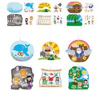 2ooya Lot de 36 décorations religieuses chrétiennes pour enfants en vrac, histoires de la Bible de Jésus, kit de décoration à suspendre pour crèche de Noël pour l'école du dimanche, activités de Noël