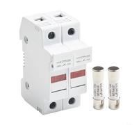 2P Porte-fusible solaire avec LED 1000 V CC pour fusibles PV 10 x 38 mm | für iec 60269-6, support rail DIN 35 mm, capacité 15-32 A, plastique haute température, comprend 2 fusibles