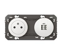 2P+T CHARGEUR USB 2POSTE BLANC