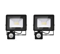 2PACK - Projecteur LED 10W Avec Détecteur de Mouvement, 1000LM, Blanc Chaud (3000K), Extérieur, Imperméable IP66, Pour Sécurité, Garage, Couloir