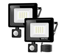 2PACK - Projecteur LED détecteur de mouvement 20W,2000LM Projecteur LED Exterieur Avec Detecteur Blanc Chaud(3000K) Imperméable IP66 Projecteur LED exterieur de sécurité pour, garage, couloir
