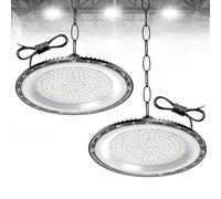 2Pack UFO High Bay Lumière 200W, 20000LM Spot High Bay Lumière Blanc Froid 6500K Projecteur LED Industriel, Étanche IP65 UFO LED Spot Intérieur pour Usine Atelier Garage