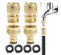 2pairs Raccord Tuyau d'arrosage Laiton,Connecteur pour Robinet 1/2" et 3/4" | 2-en-1 Adaptateur Robinet Tuyau Arrosage, Connecteur de Robinet à Filetage Femelle et Filetage Mâle, Installation Simple
