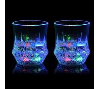 2pc 200ml Gobelet Lumineux Clignotants LED Verres à Boire Changeant de Couleur Verre à Eau Automatique Verre à Vin pour Discothèque Bar Clubbing Whisky Verre à Bière Cadeau de Noël Anniversaire