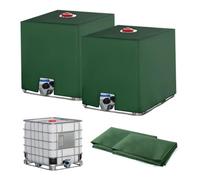 2PC Bache pour Cuve IBC 1000L, Bâche Recuperateur Eau de Pluie, Couvercle Housse de Protection Cuve 1000l, 116 x 100 x 120 cm, Vert