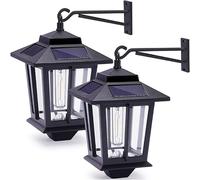 2pc Mur Solaire Extérieur Lumière Rétro Suspendus Lanterne Chinoise Villa Mur Porte Lumière Étanche Jardin Lumière Porche Atmosphère Lumière