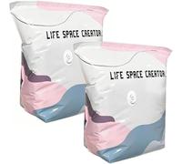 2PC No Pump Vacuum Storage Bags, Press Seal Compression Bags for Holidays & Home Organisation(3pcs,M)