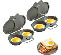 2PC Pocheuses à œufs Micro-ondes, 2 Cavités Cuiseur a œufs Moule à Vapeur, Cuit Oeuf Micro Onde, Double Tasse avec Fermeture Cuit Oeufs, Antiadhésive, Oeuf Poché (Gris foncé)