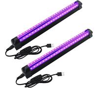 2PC Tube LED Lumière Noire,10w UV LED Tube Portable Lumière DJ Disco,Black Light UV Port USB pour Halloween Noël Soirée Body Painting Peinture Maquillage Fluo