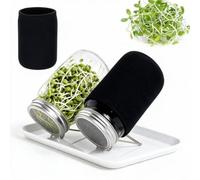 2Pcs 1000ml germoir pour graines à germer, avec couvercles, Supports et Plateaux, bocaux de Germination pour la Culture de pousses et la Germination des graines