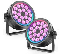 2PCS 18x10W Par LED DMX, RGBW Silencieux Lumiere de Scene avec Anneau RGB, Jeux de Lumiere Eclairage avec Son Activé et Stroboscope, Lampe Disco pour Soiree Fête Halloween Noël Mariage Anniversaire