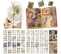 2PCS 20 Pages Autocollant Scrapbooking, Stickers Vintage Motif Fleur Plante Papillon Autocollants Adhésif Décoratifs, pour DIY S