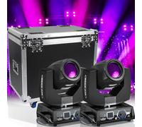 2PCS 230W 7R Beam Lyre LED avec flight case Lumières de scène 17 Gobos 14 Couleur 24 Prisme RGBW Moving Head Jeux de lumiere pour Disco Club Bar Mariage Noël