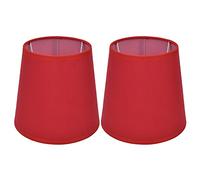 2Pcs Abat-Jour en Tissu Baril, 4.4x6.0x5.5po à Clipser pour Lustre E14 Lampe de Table Lampadaire (Rouge)