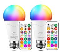 2PCS Ampoule LED Couleur E27 10W Changement de Couleur Dimmable LED Bulbs 12 choix de couleurs,21 key Télécommande