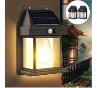 2PCS Applique Murale Extérieure Solaire, Lanterne Murale Rétro avec Capteur De Mouvemen, 3 Modos, IP65 pour Balcon, Couloir, Cour
