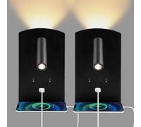 2PCS Applique Murale Interieur LED, Liseuse de Chevet avec interrupteur, port de charge USB, Rotation à 360°Liseuses Murales, 3000K Lampe de Lecture de Chevet Applique Murale pour Chambre, Salon (C)