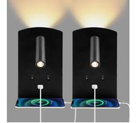 2PCS Applique Murale Interieur LED, liseuse de chevet avec interrupteur, Rotation à 360°Applique Murale, 3000K Réglable