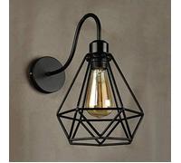 2pcs Appliques Murales Industrielle E27 Abat-jour Cage Noir Vintage Plafonnier Luminaire Métal Rétro design Suspension