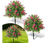 2PCS Arbres Artificiels 60 cm avec Feuilles de buis et Marguerites, décoration extérieure résistante aux UV, Plantes synthétiques en Tissu et Plastique, réalistes, terrasse et entrée