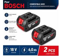 2PCS Batterie Compatible Bosch 18V 6 0Ah Li-Ion Batterie Rechargeable Haute Performance pour Outils Sans Fil