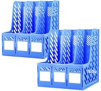 2PCS Boîte de Rangement en Plastique Range Document Organisateur de Bureau Boîte Trieur Porte-Revues Dossiers.(3 Compartiments)