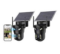 2PCS Caméra Surveillance WiFi Extérieure sans Fil, 2.4GHz WiFi Camera avec Panneau Solaire, 2K Vision Nocturne Couleur, PIR Sirène