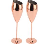 2pcs Copper Champagne Flutes Set Sturdy Thick Bottom Stainless Steel Brass Plated Champagne Glasses
