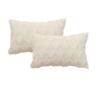 2pcs de Housses de Coussin rectangulaire 30cm x 50cm en Peluche style scandinave couleur unie - Beige Label