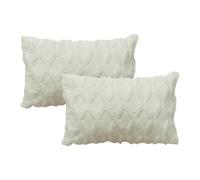 2pcs de Housses de Coussin rectangulaire 30cm x 50cm en Peluche style scandinave couleur unie - Blanc