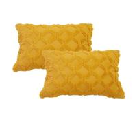 2pcs de Housses de Coussin rectangulaire 30cm x 50cm en Peluche style scandinave couleur unie - Jaune