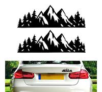 2pcs Decor Montagne Vitre Arriere Voiture, 17,5x6cm en Vinyle pour Voiture Autocollants de Scène de Montagne Imperméables pour Camion Fenêtre de Voiture Côté de Voiture Mur Ordinateur (Noir)