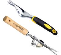 2pcs Désherbeur Manuel en Acier Inoxydable, Outil Gouge de Désherbage en Poignée Bois Outil De Jardinage Désherbeurs Pissenlit