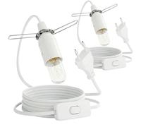 2PCS Douille E14 avec câble et interrupteur blanc 1.8 m Nterrupteur et prise Câble d'alimentation de et prise européenne Adaptateur E14 pour Suspension de lampe suspensions plafonniers, Lampes DIY