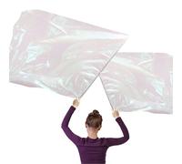 2pcs Drapeau de Danse de Louange Rectangulaires, 130x114 cm Faculteurs de Culte avec 2 Tiges Évolutives Drapeaux de Culte pour Église de Danse Drapeaux de Danse Brillants (Blanc Transparent)