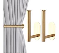 2Pcs Embrasses de Rideaux Adhésives Attaches - AQSACOKIYA - Rideaux sans Perçage Crochets Adhésifs Embrasse pour Rideaux - Doré